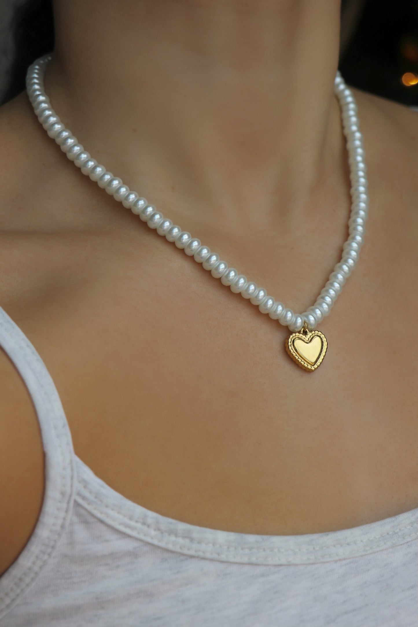 The Priscilla Pearl Heart Necklace