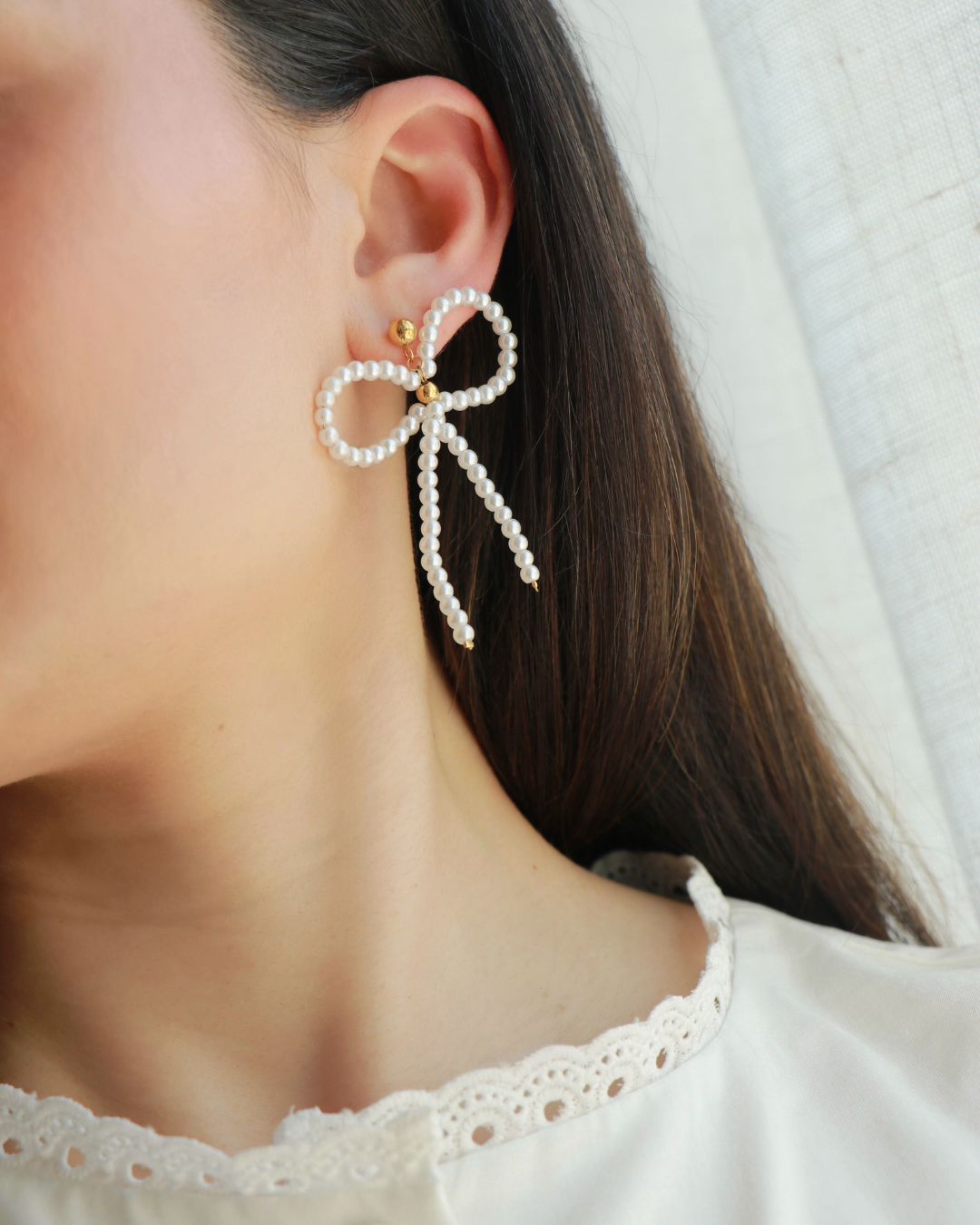 The Felicity Pearl Bow Earrings