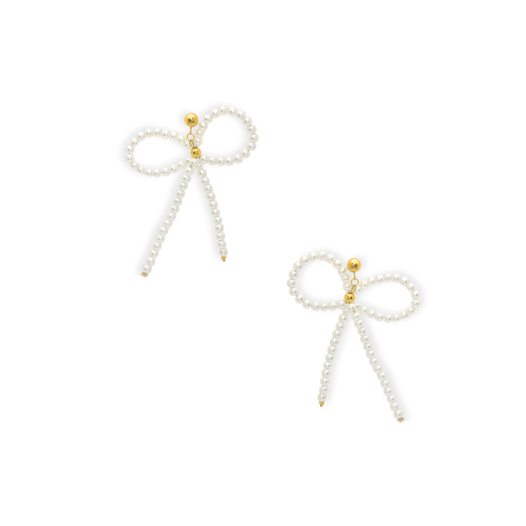 The Felicity Pearl Bow Earrings