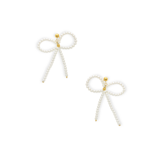 The Felicity Pearl Bow Earrings