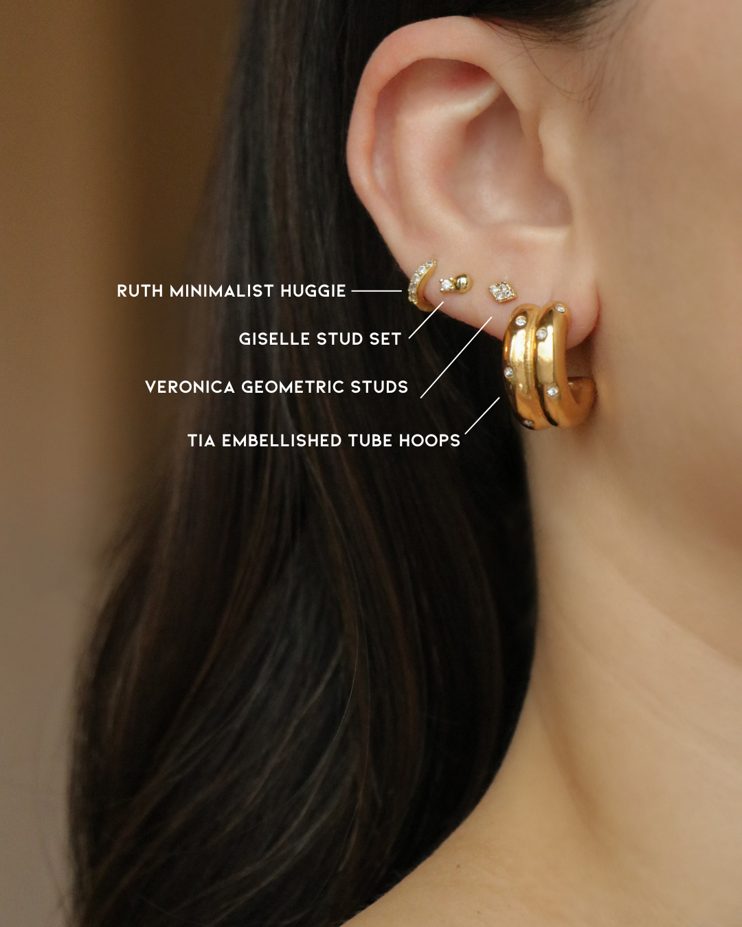 The Tia Embellished Tube Hoops