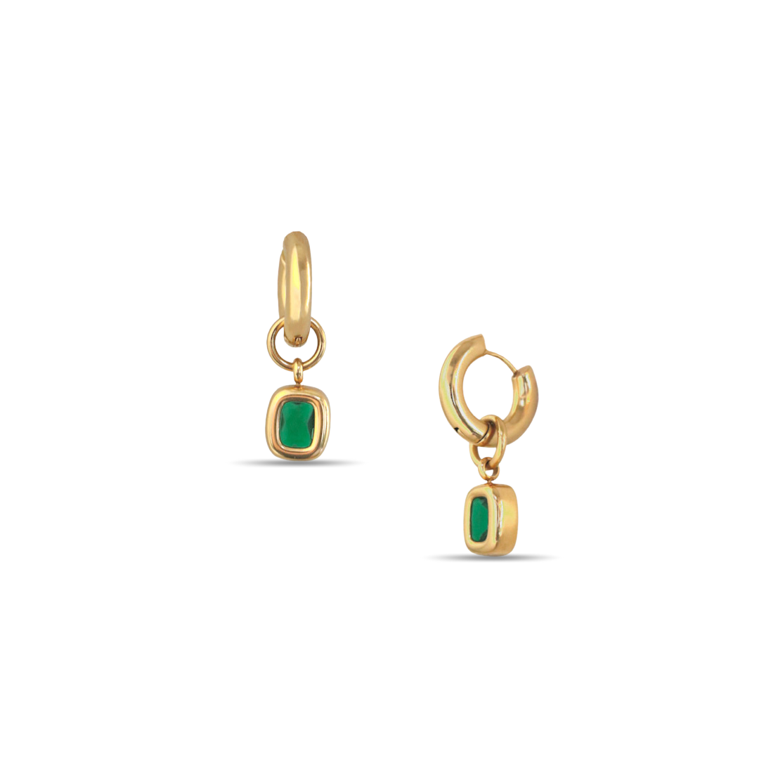 The Nia Bezel Emerald Earrings