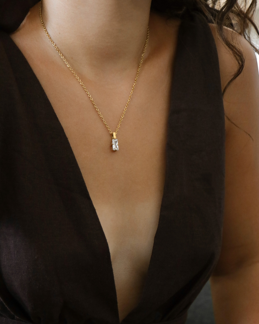 The Isla Baguette Pendant Necklace
