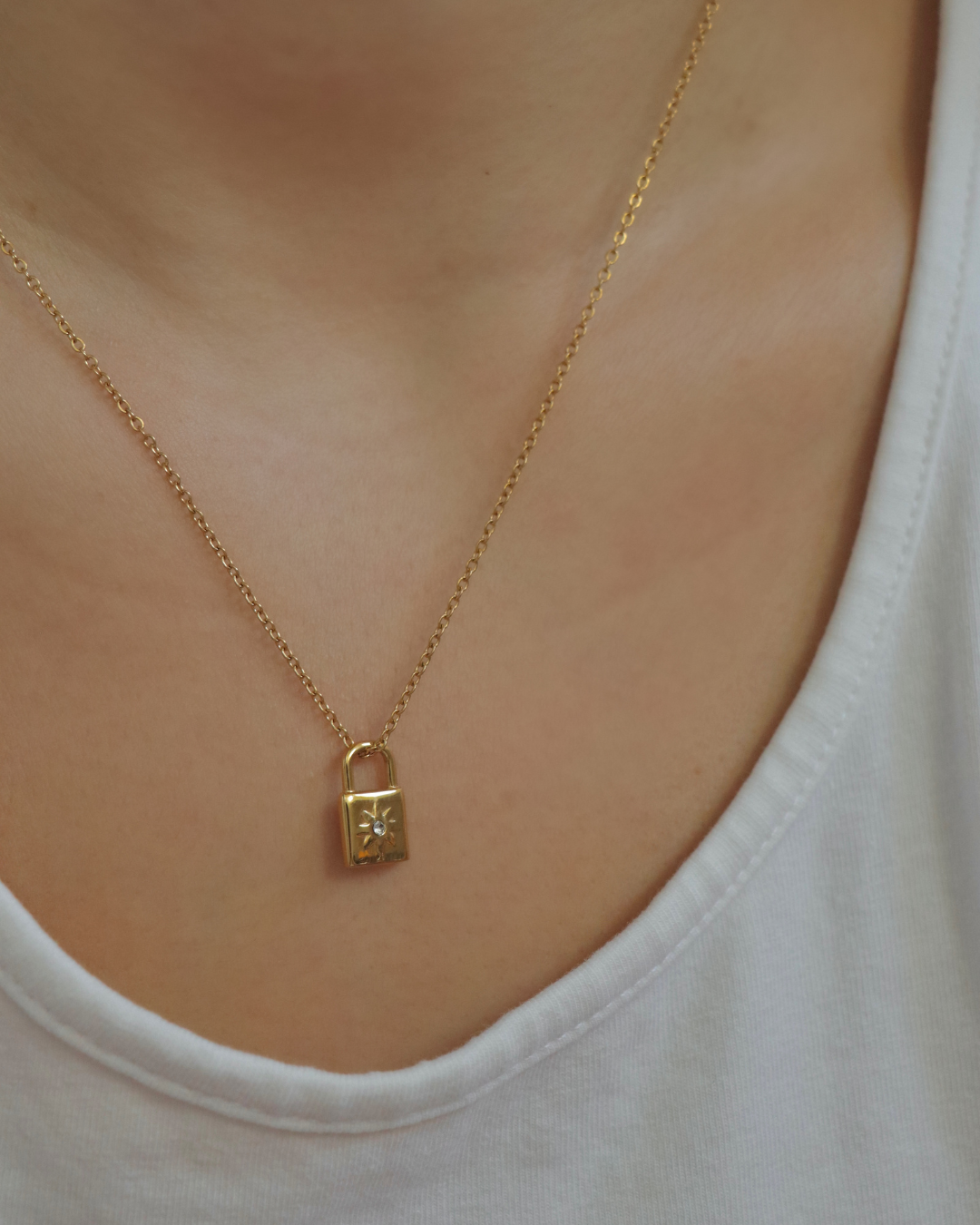 lock initial pendant necklace - Luna Boutique