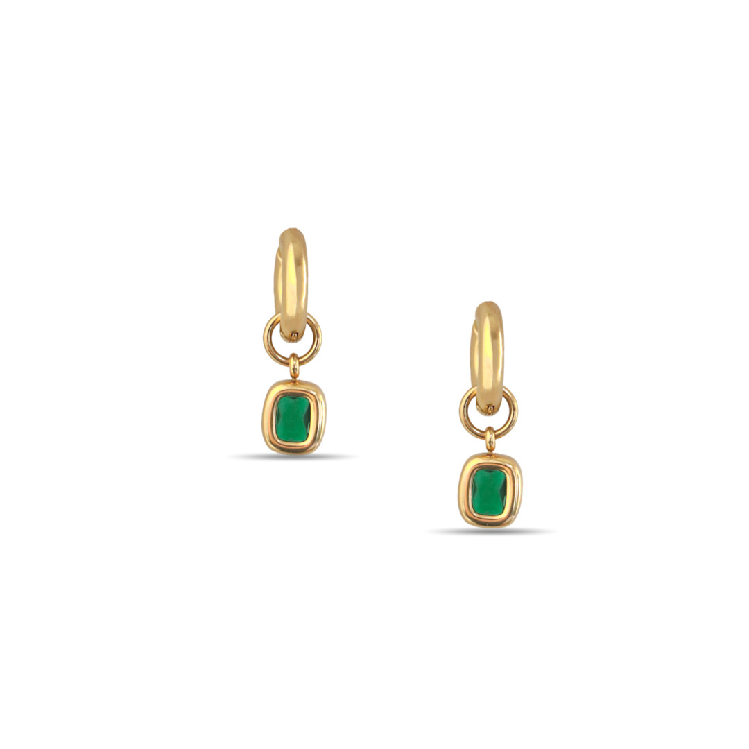 The Nia Bezel Emerald Earrings