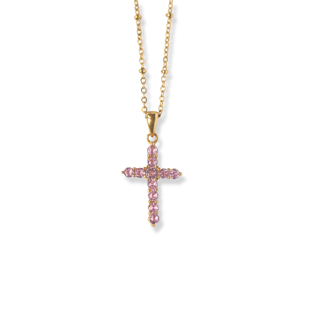 The Pink Cross Necklace