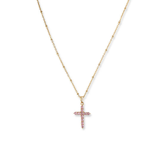 The Pink Cross Necklace